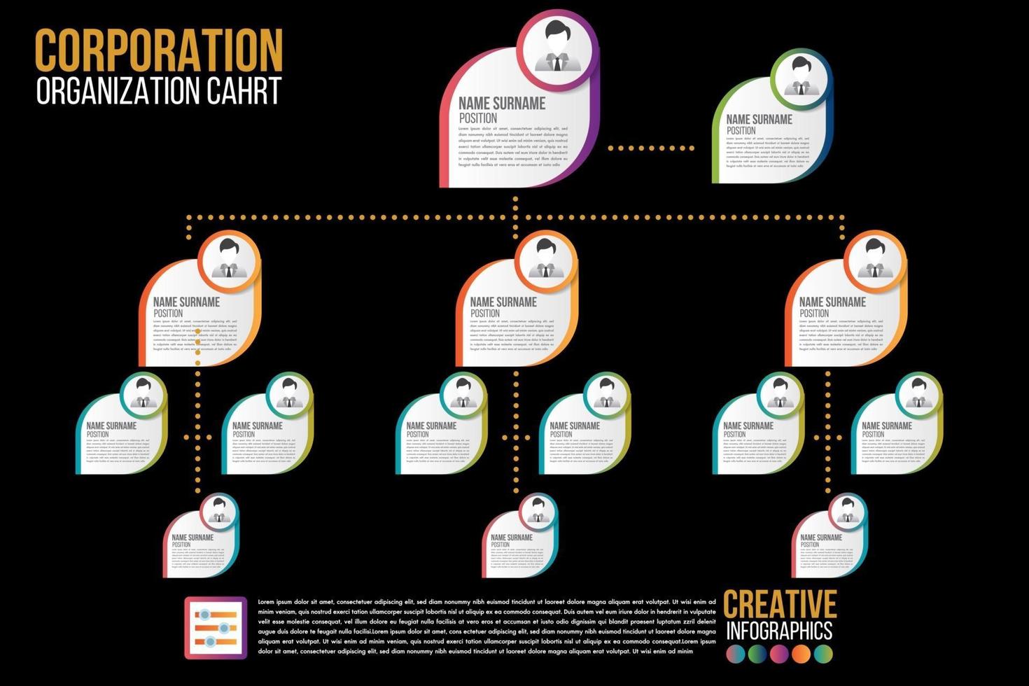 Corporate organization chart black template with business vector