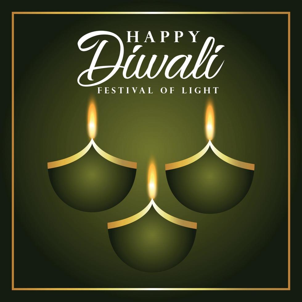 Happy diwali invitation greeting card with diwali diya vector