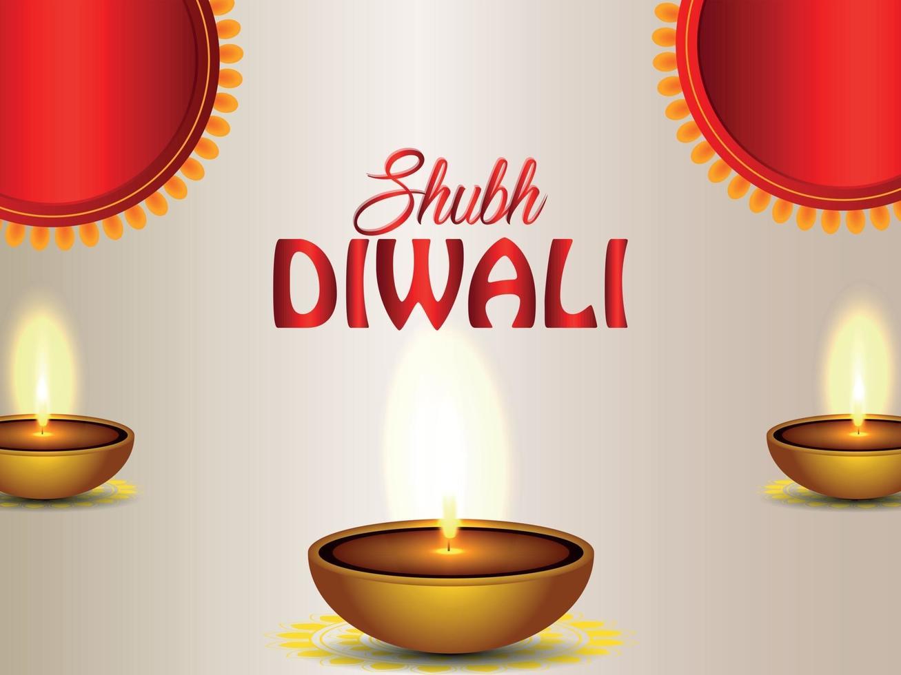 Happy diwali celebration background with diwali diya on creative background vector