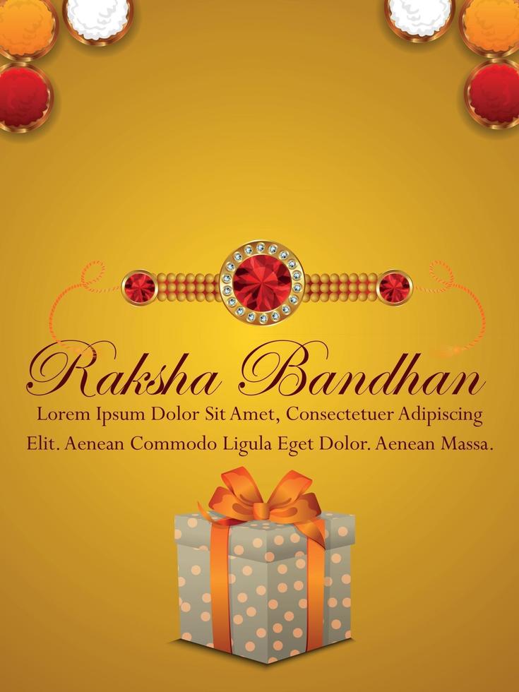 Happy rakhi celebration flyer with realistic crystal rakhi vector