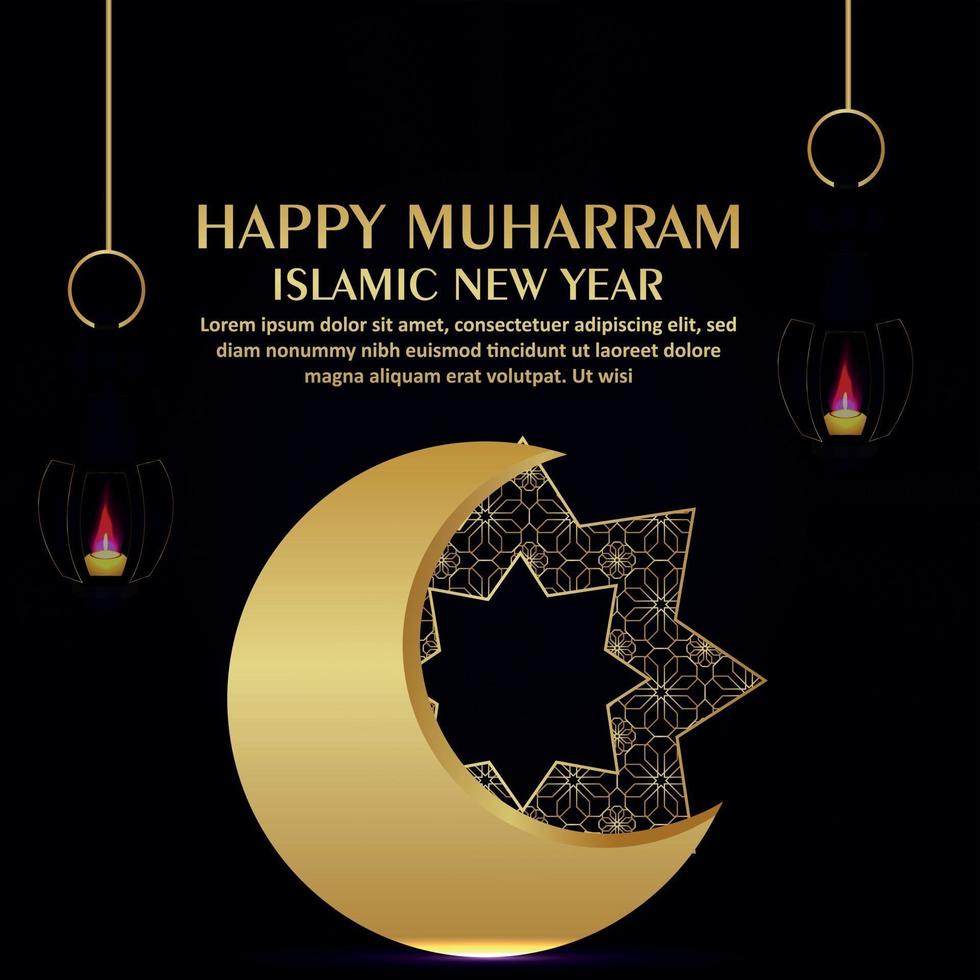 Happy muharram islamic new year celebration greeting card vector