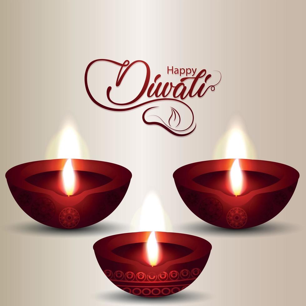 Happy diwali realistic vector illustration and background