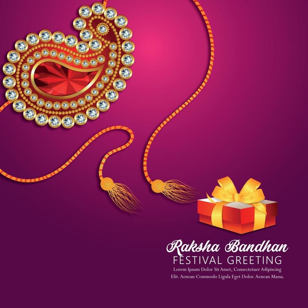 Realistic happy rakhi celebration greeting card with creative gifts and