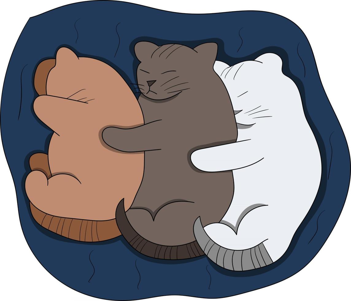 Tres lindo gatito durmiendo perfecto para proyecto de diseño vector