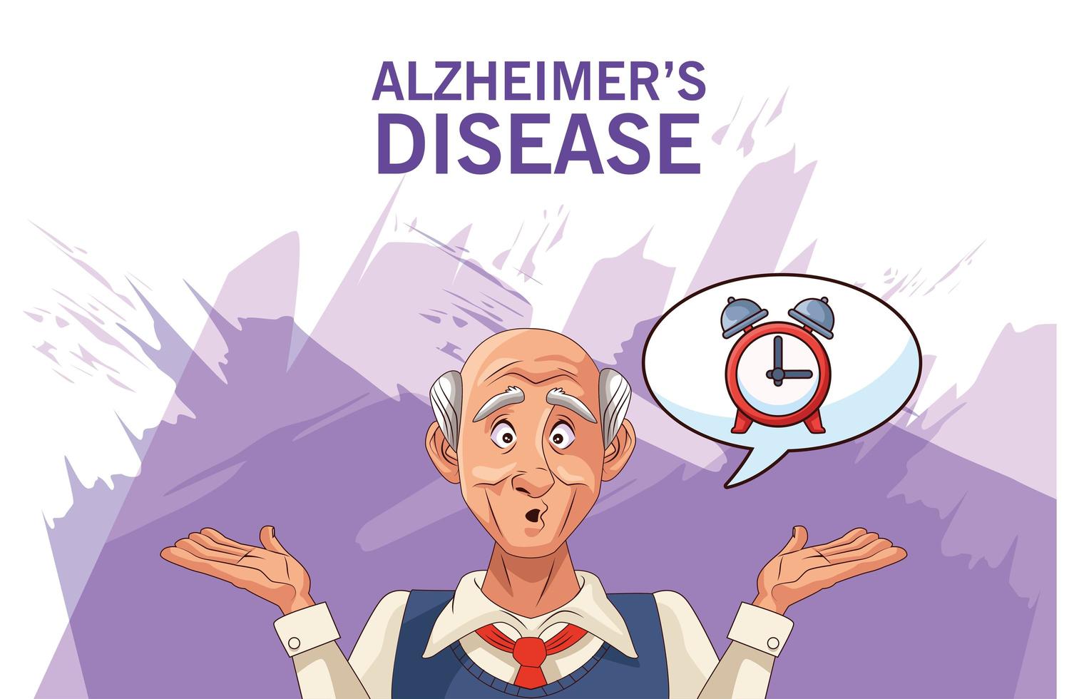 old man patient of alzheimer disease with alarm clock in speech bubble vector