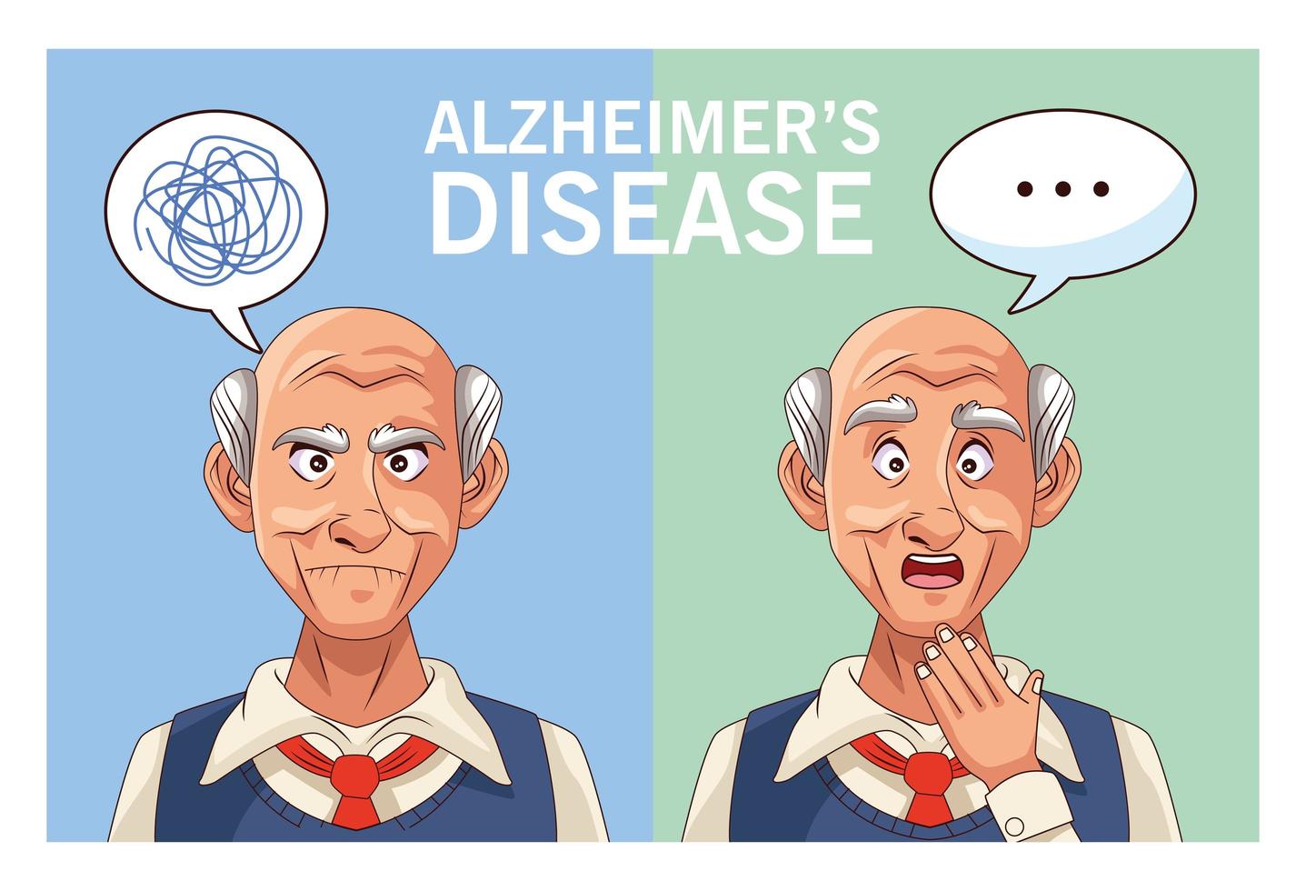 Ancianos pacientes con enfermedad de Alzheimer con bocadillos y garabatos vector