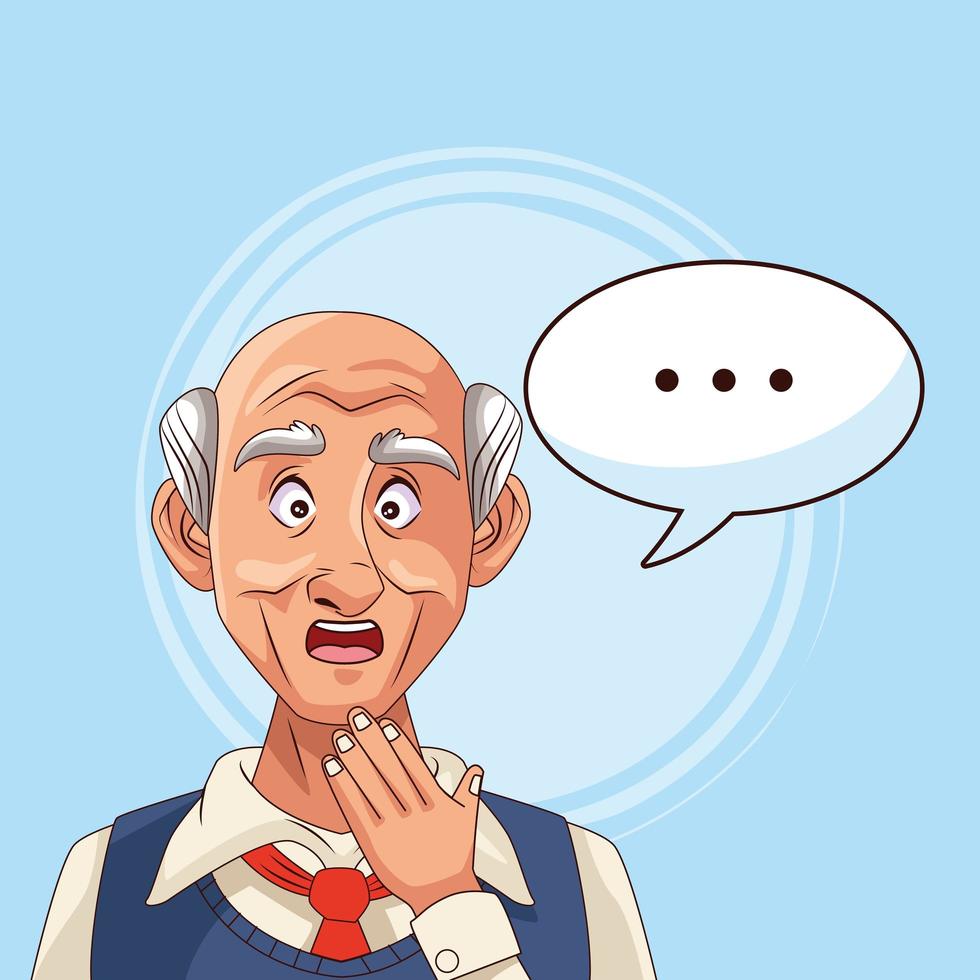 old man patient of alzheimer disease with speech bubble vector
