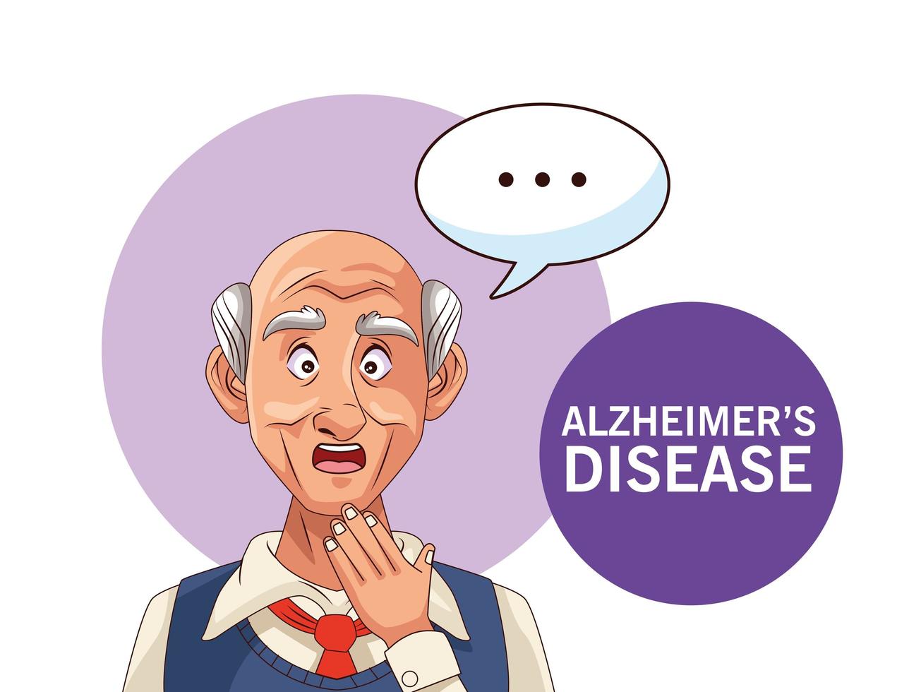 old man patient of alzheimer disease with speech bubble vector