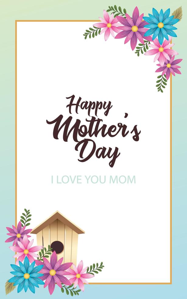 happy mothers day card with flowers and bird house square frame 2527293 ...