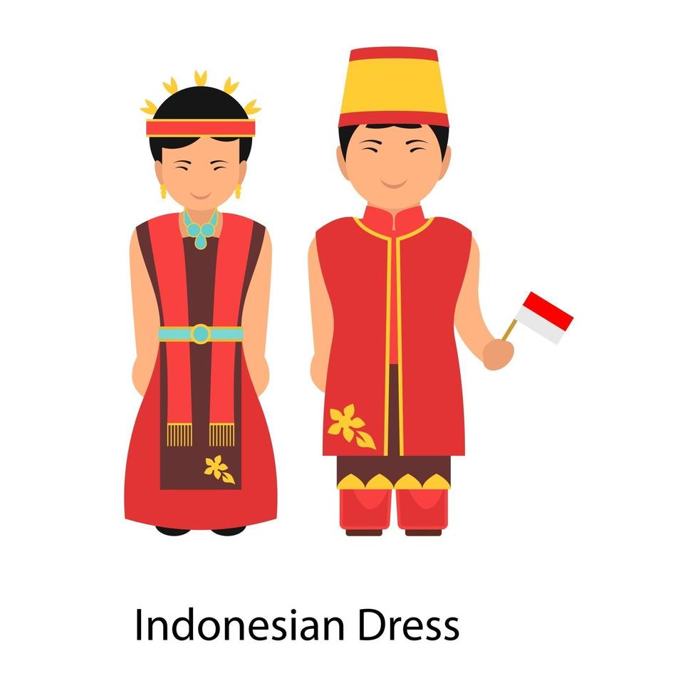 cultura del vestido de Indonesia vector