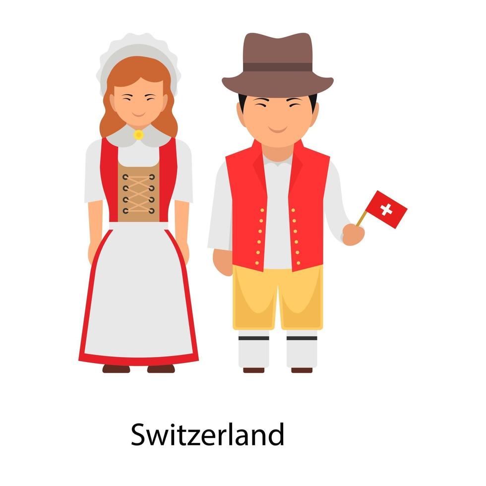 Traditional Switzerland Couple vector