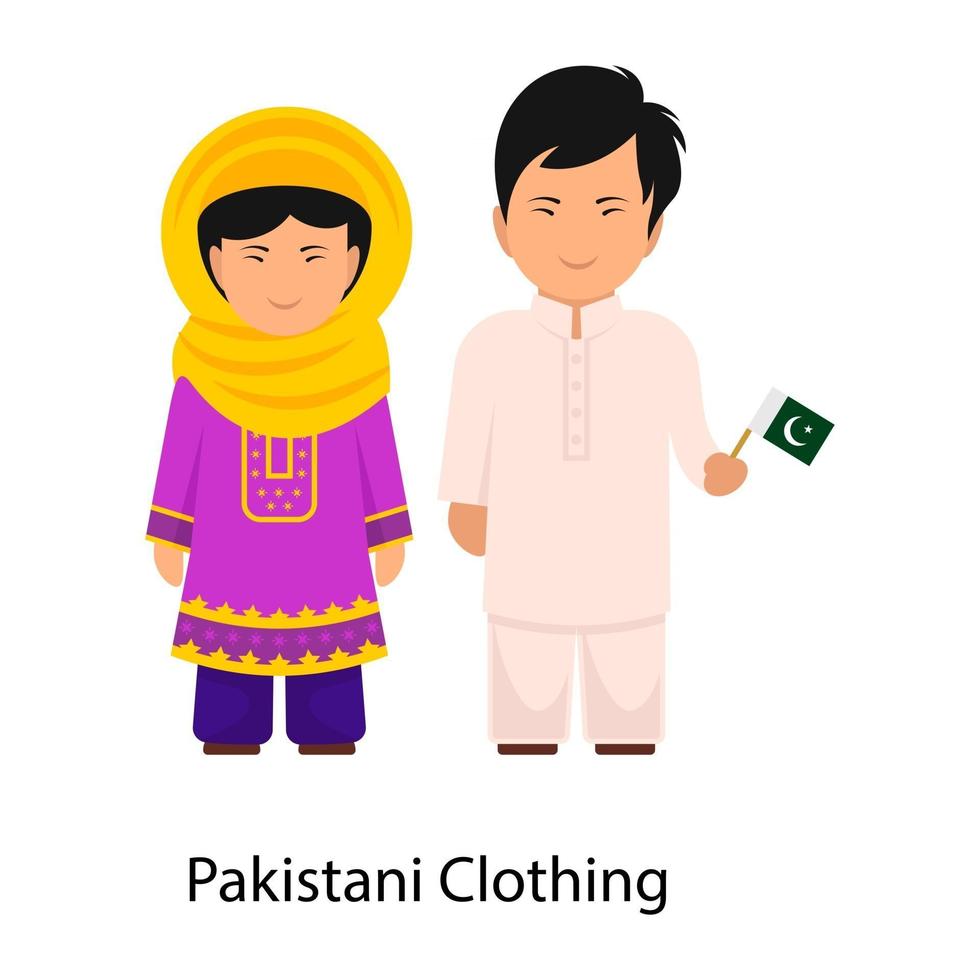 pareja de ropa paquistaní vector