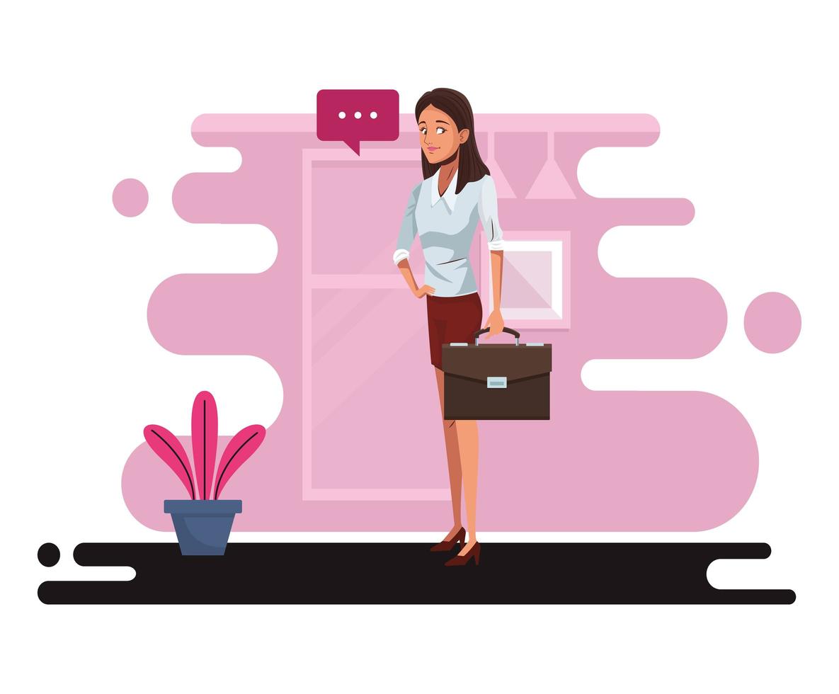 young businesswoman talking worker character vector