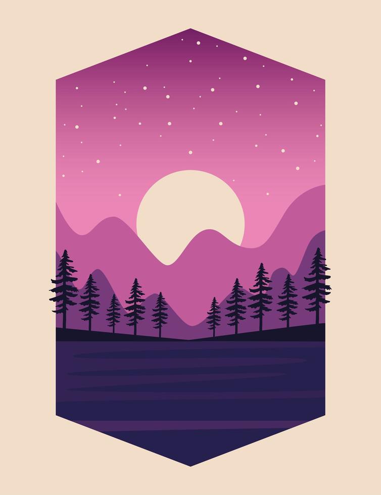 hermoso paisaje con escena de bosque vector