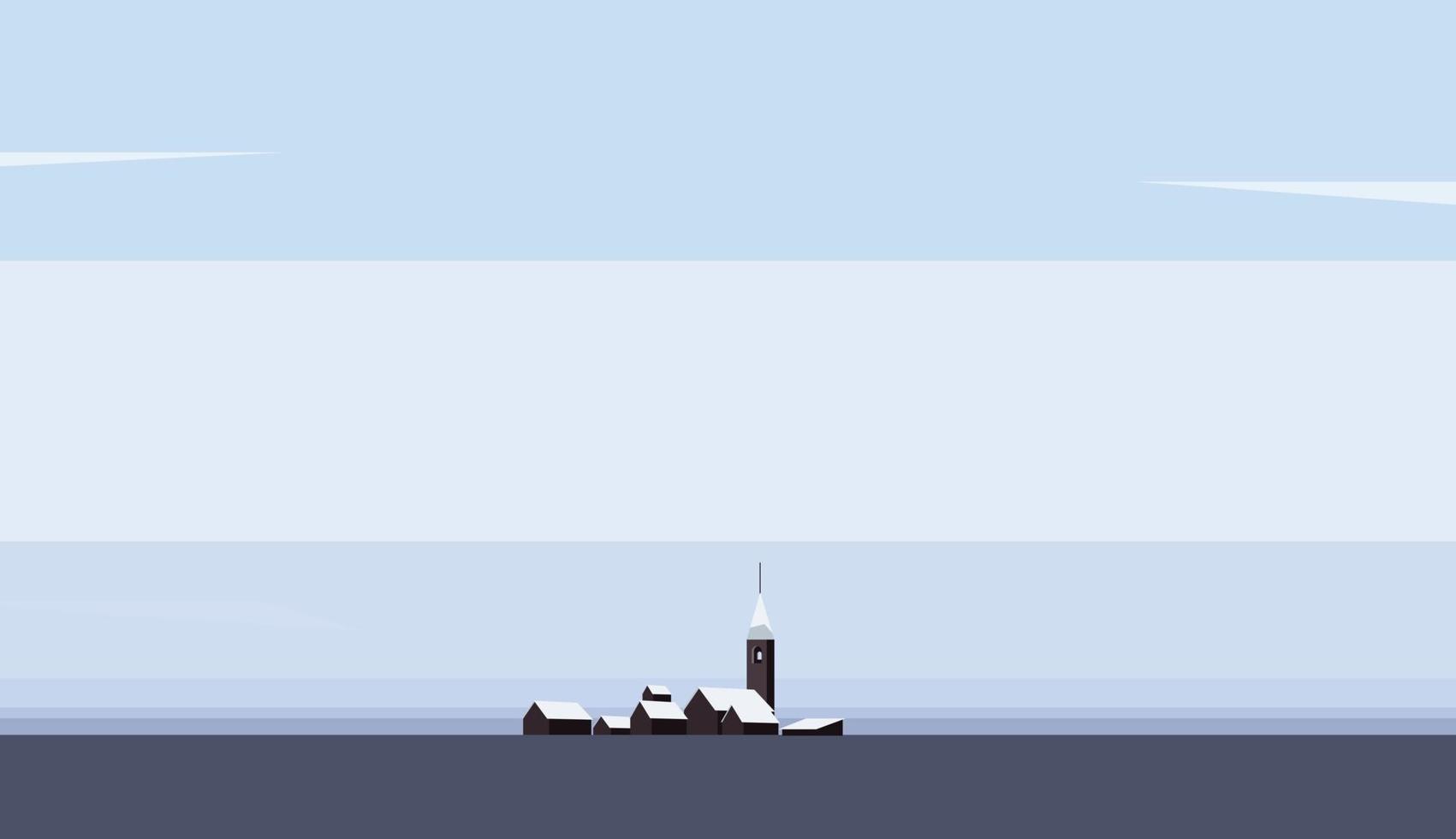 Minimalistic Village landscape vector illustration winter theme
