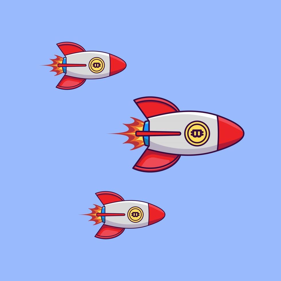 rocket bitcoin fly vector