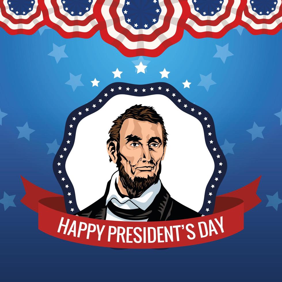 happy presidents day poster with abraham lincoln vector