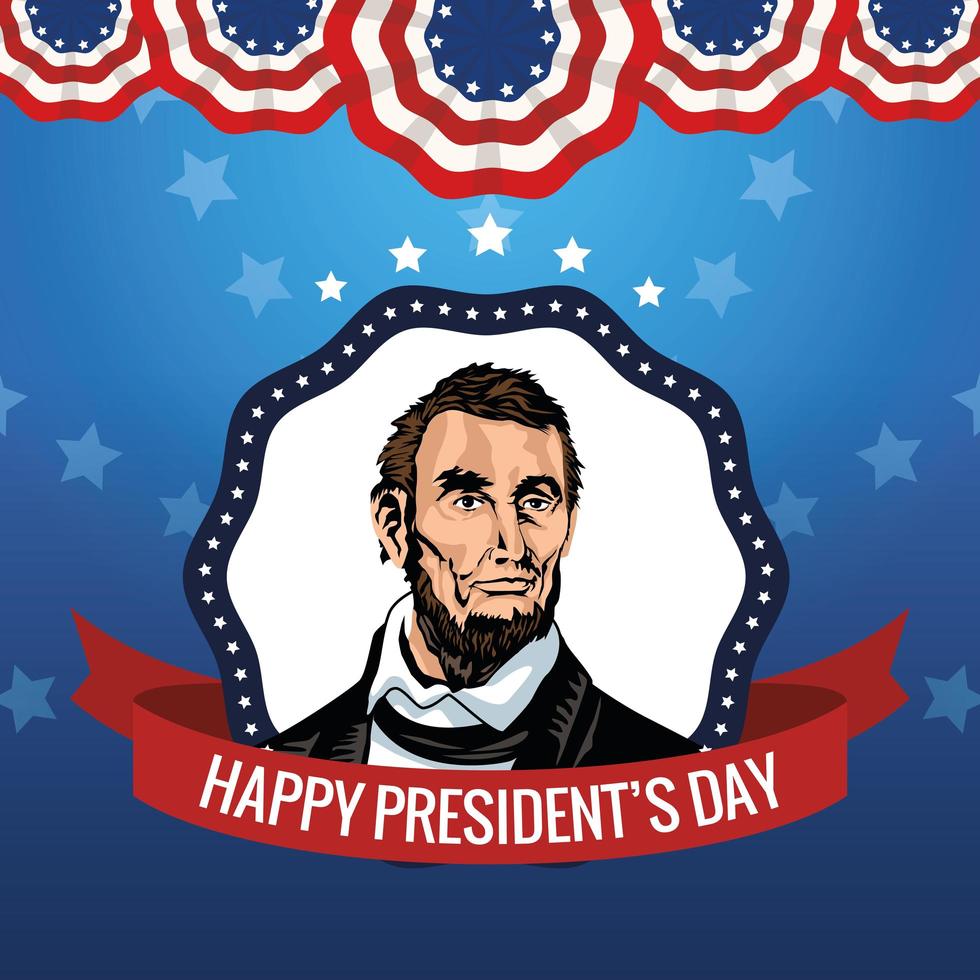 cartel del feliz día de los presidentes con abraham lincoln vector