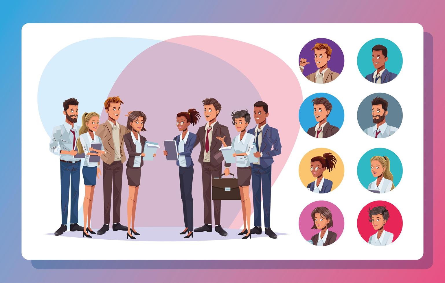 young business people workers characters vector