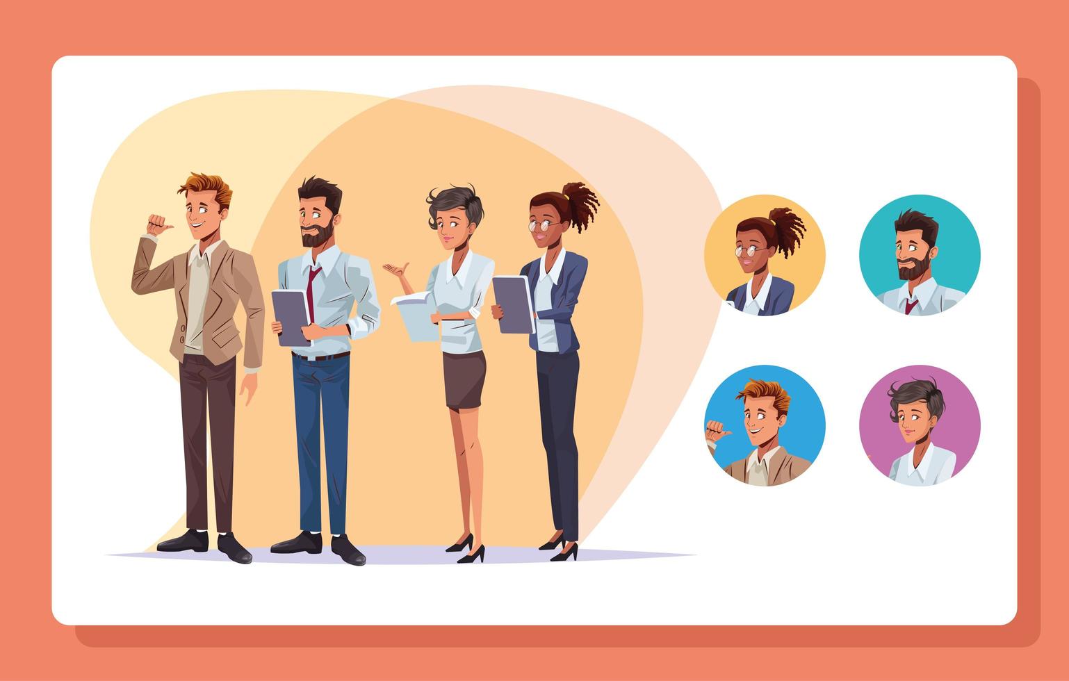 young business people workers characters vector