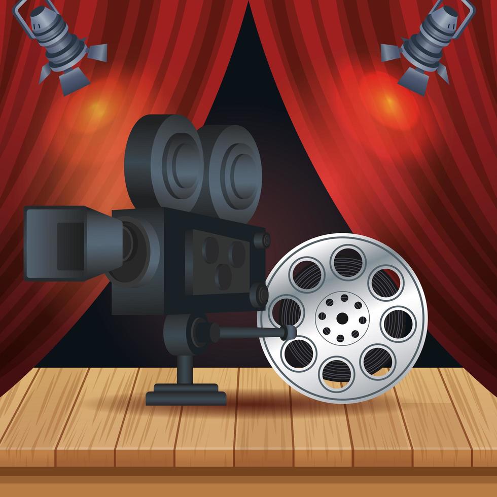 cinema entertainment with reel and camera vector