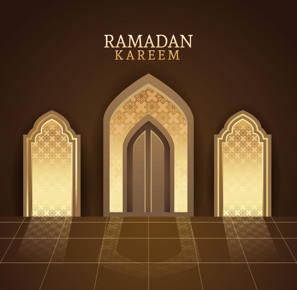 ramadan kareem celebration with mosque temple inside vector