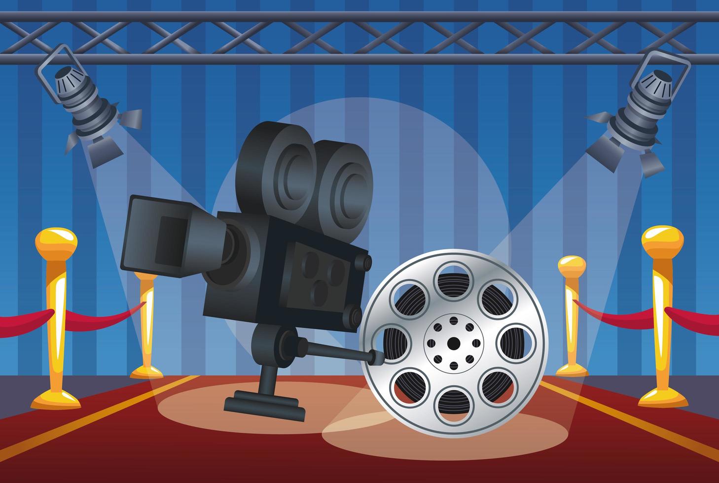 cinema entertainment with reel and camera vector