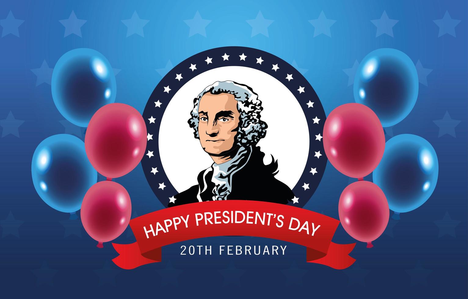 cartel del feliz día de los presidentes con george washington vector
