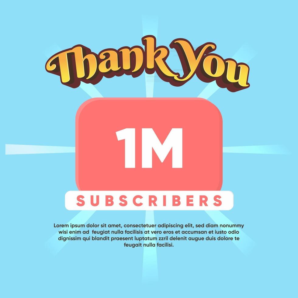 Celebrate thank you for 1M Subscribers vector