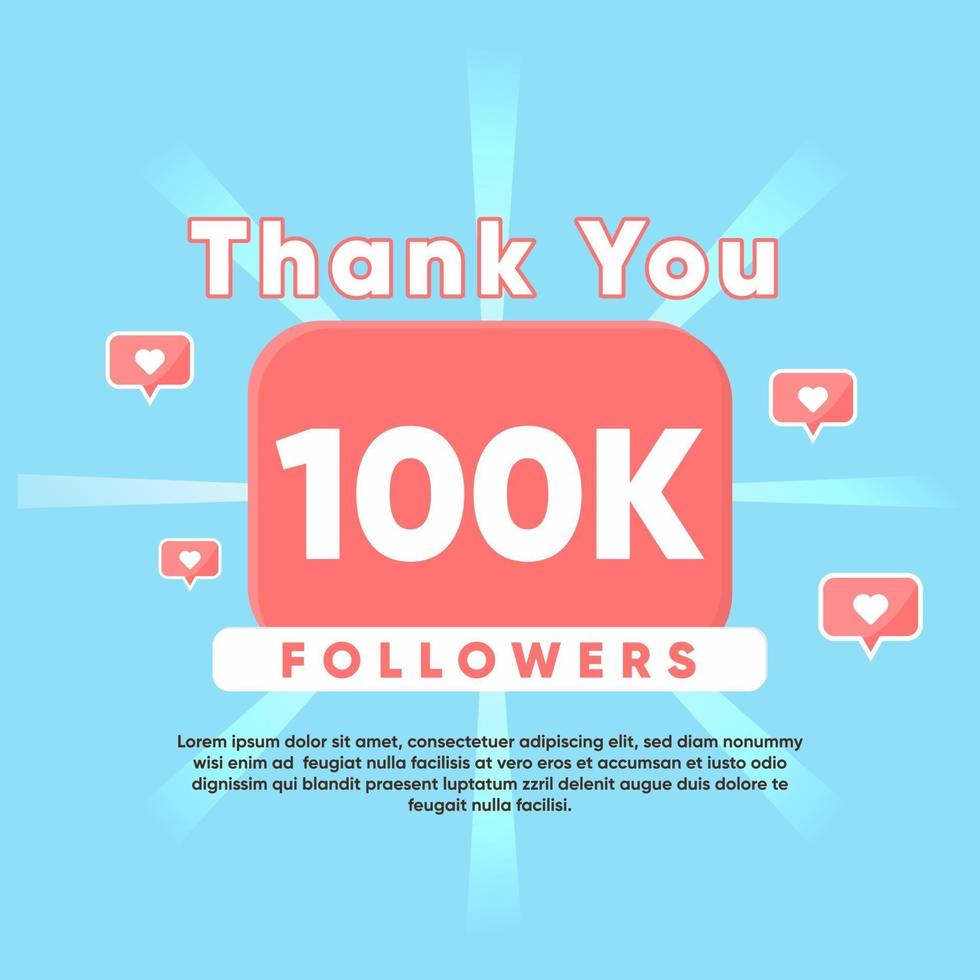 thank you for 100K Followers vector