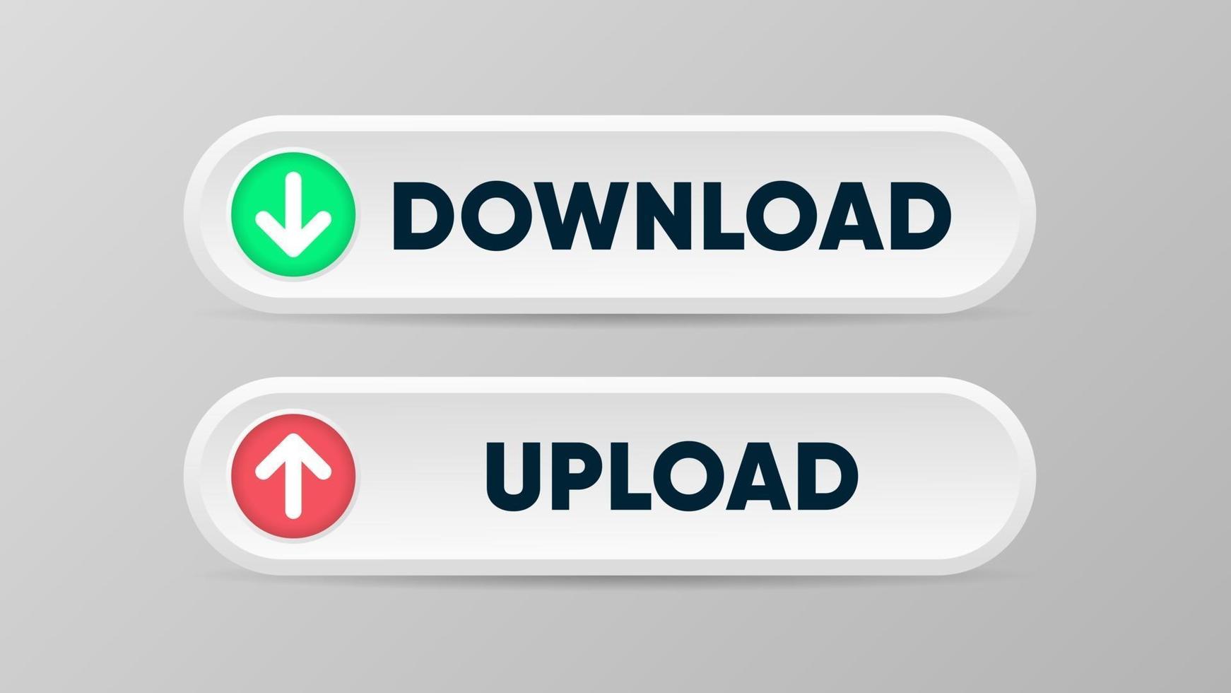 Download and upload button in 3d style with arrow symbols vector