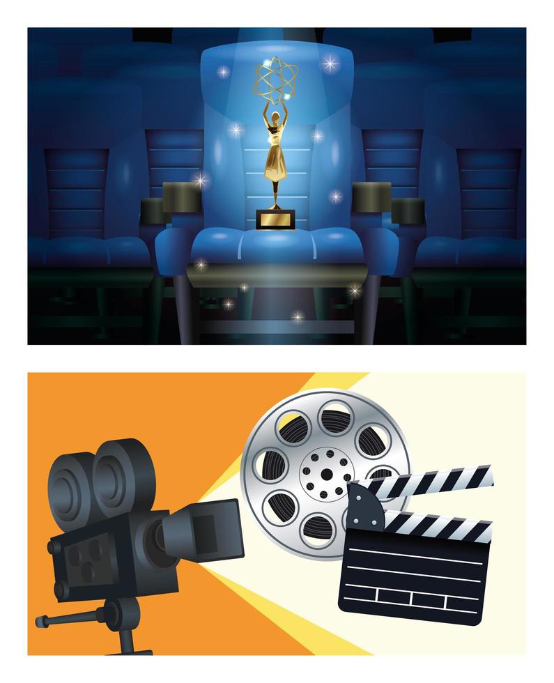 cinema entertainment with set scene icons vector