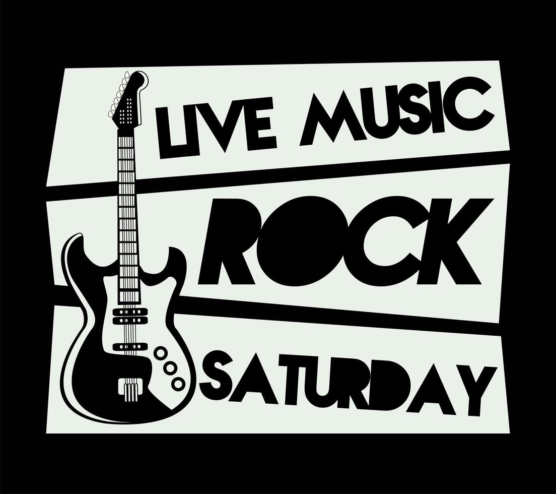 rock live festival lettering poster with electric guitar vector