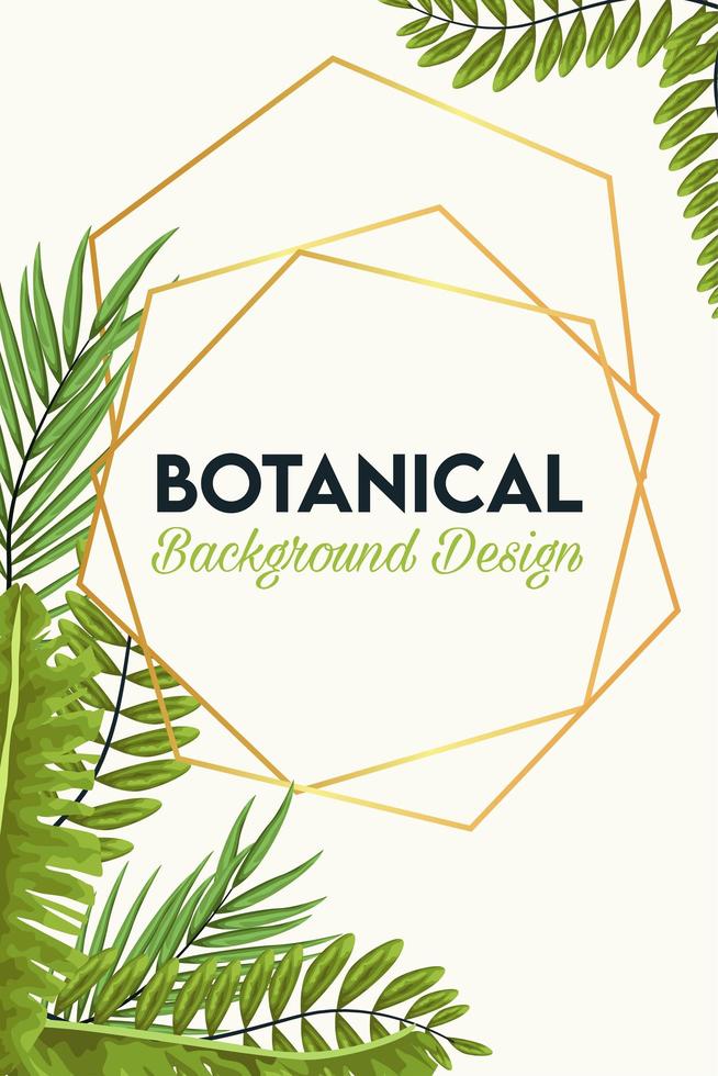 botanical lettering in poster with leafs in frame vector