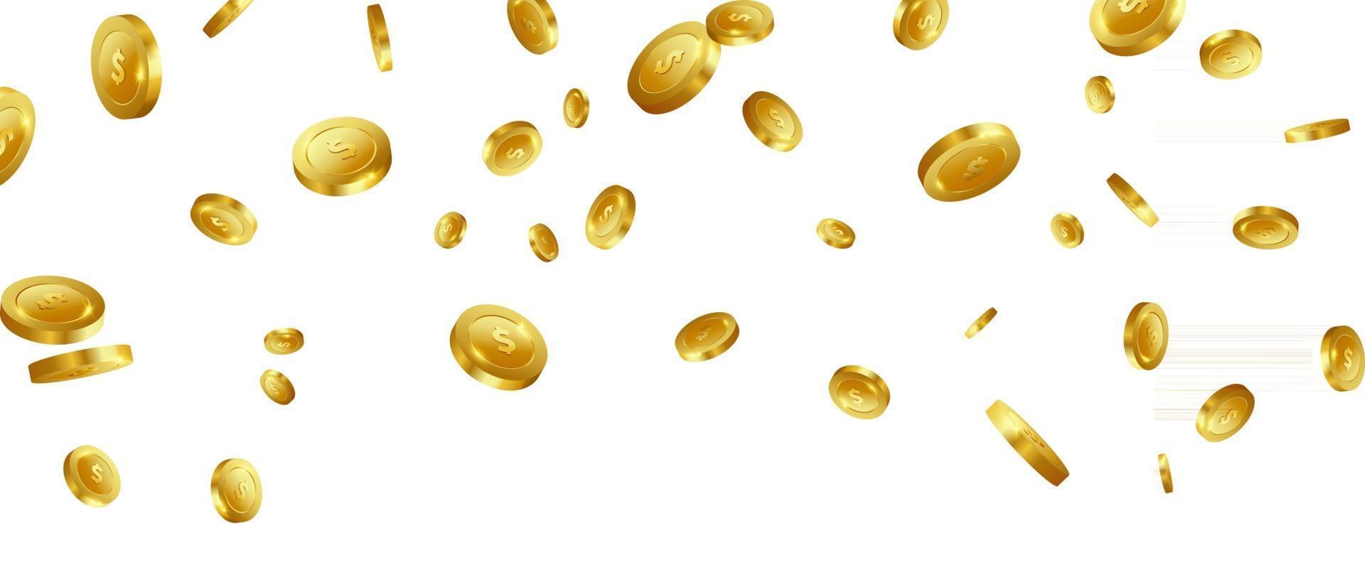 Invitación vip de lujo de casino de monedas de oro con fondo de banner de juego de fiesta de celebración de confeti vector