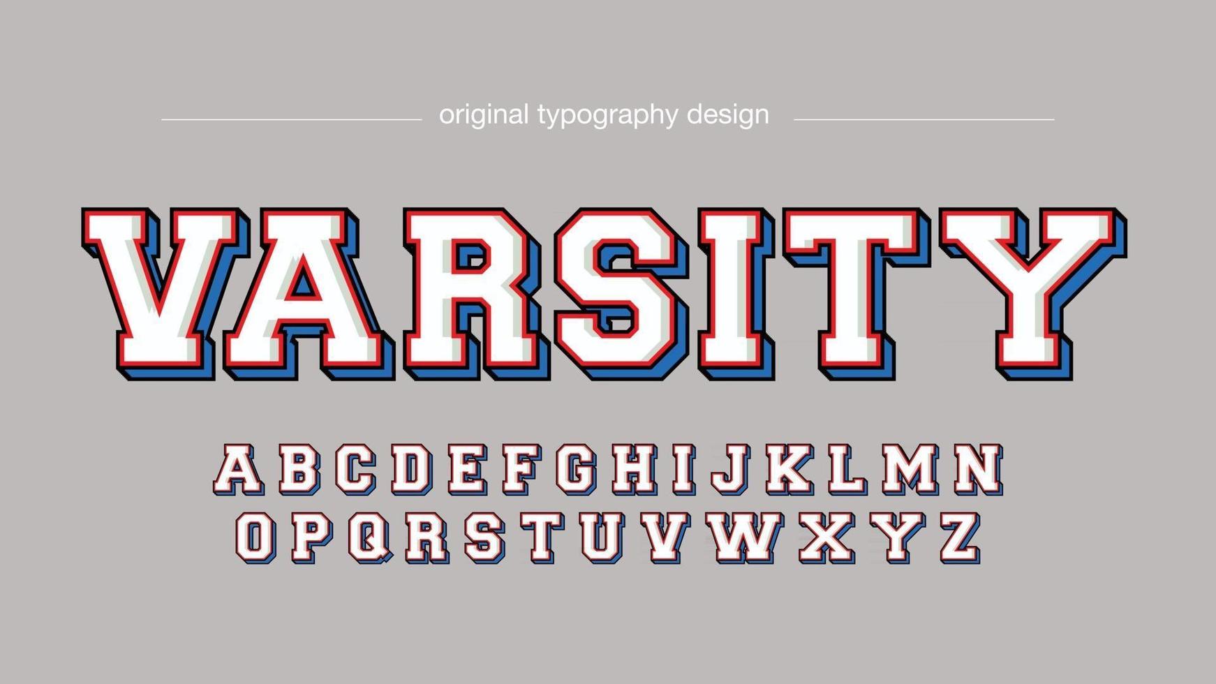 College 3D Varsity Sports Typography vector