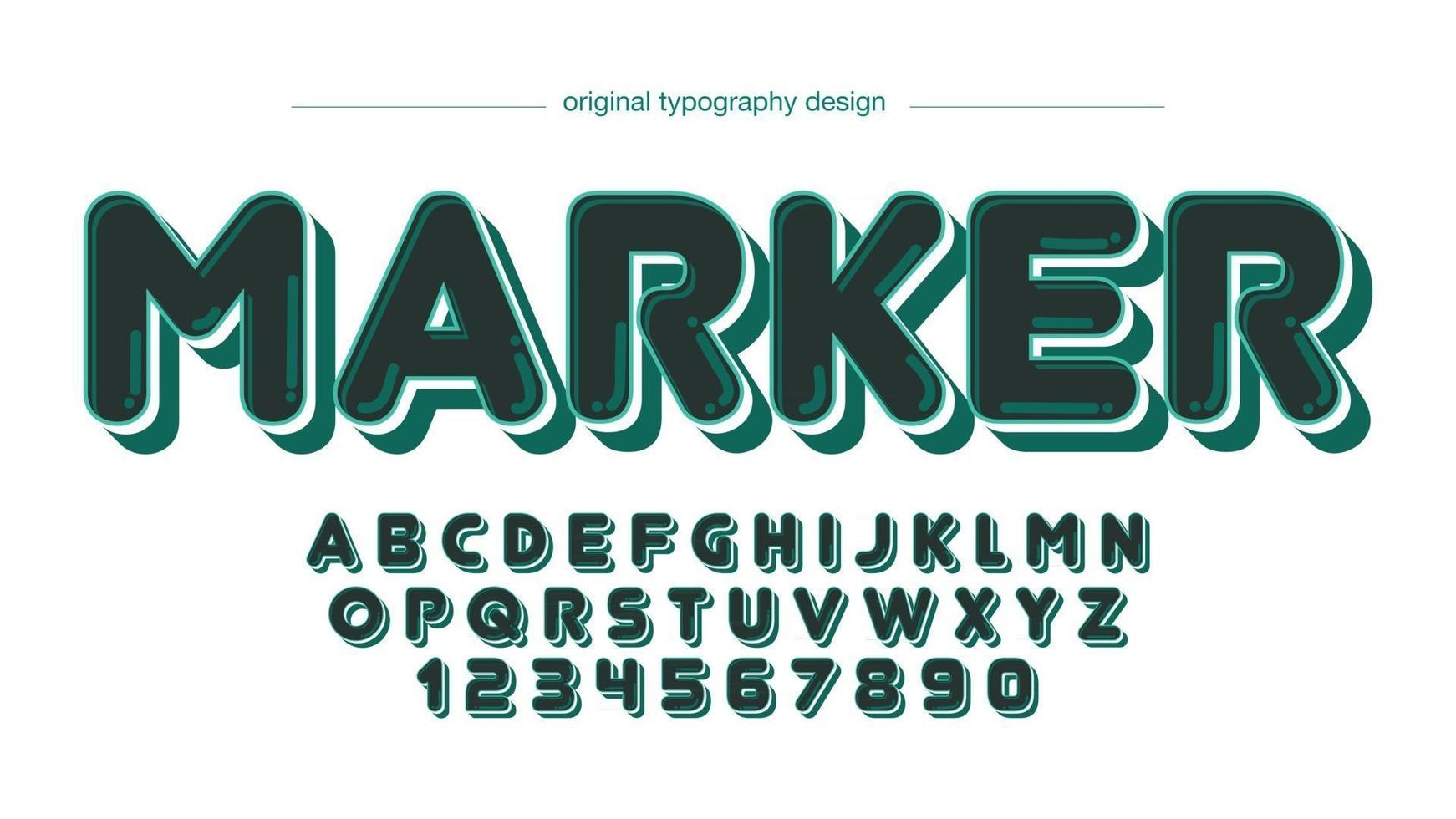 tipografía de marcador de dibujos animados redondeado negro y verde vector