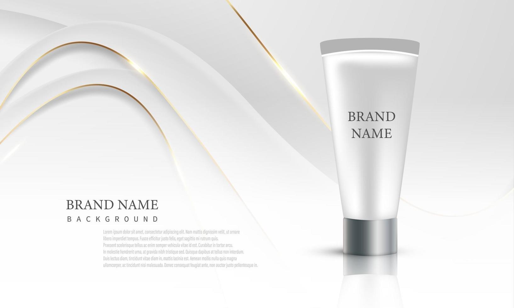 Abstract white gold beauty mockup poster with dynamic design vector