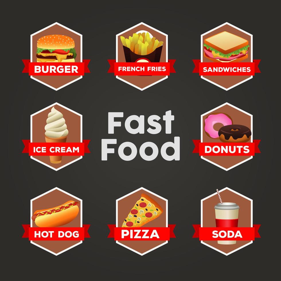 delicious fast food bundle menu template vector