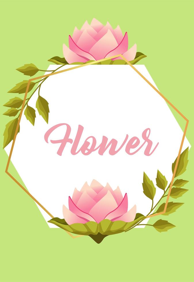 beautiful flowers garden lettering poster with roses and leafs circular frame vector