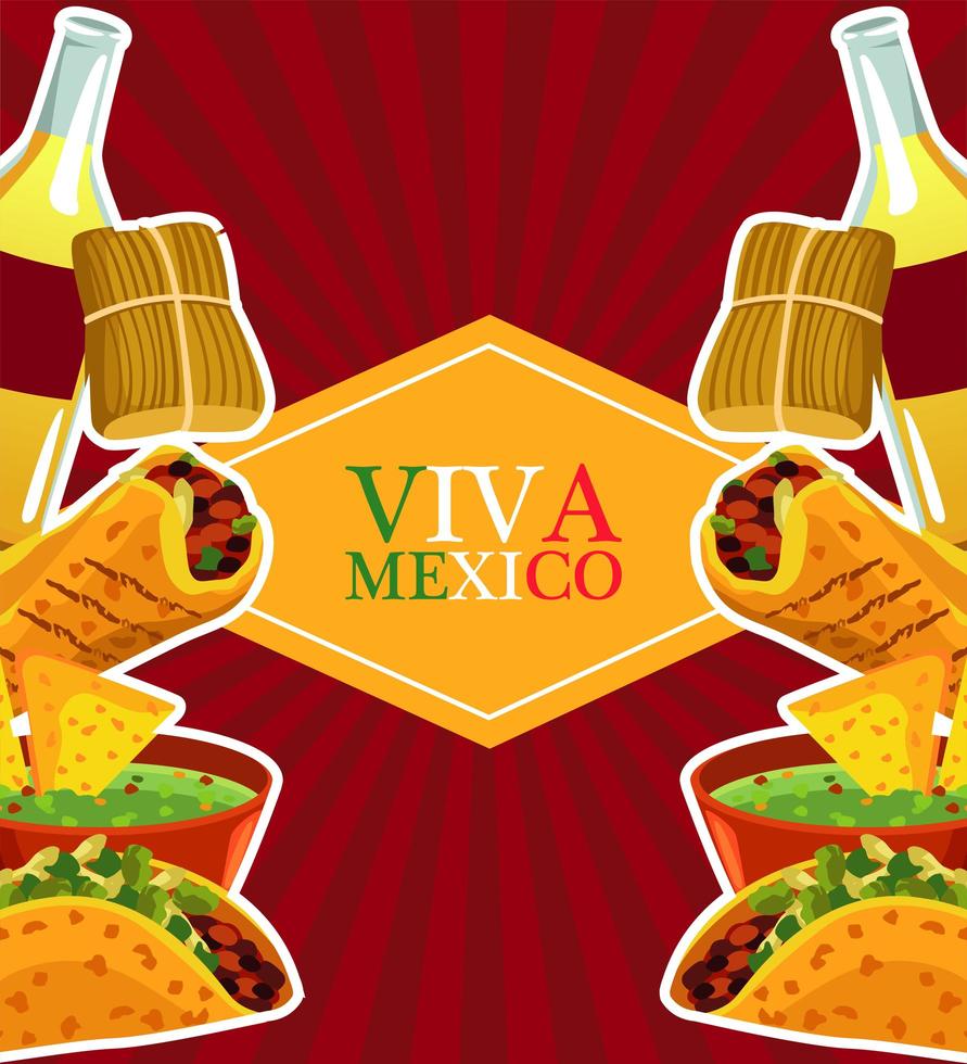 mexican food restaurant poster with lettering and menu frame vector