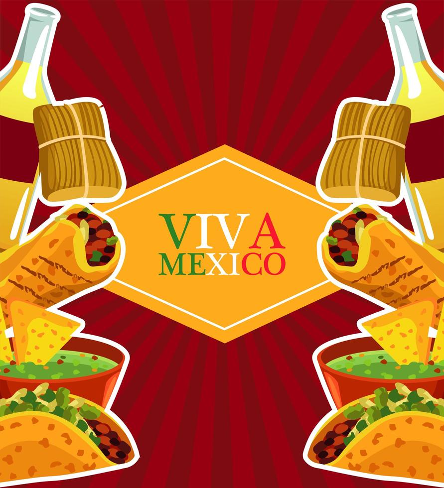 cartel de restaurante de comida mexicana con letras y marco de menú vector