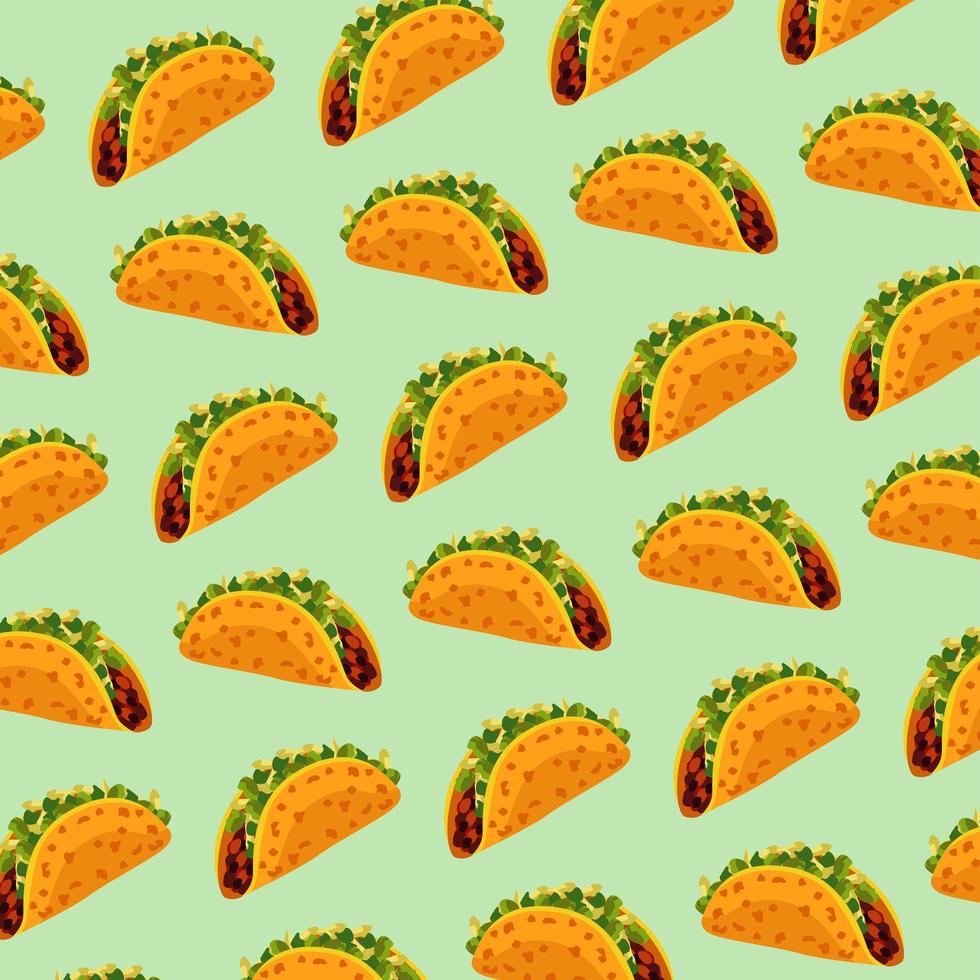 mexican food restaurant poster with tacos pattern vector