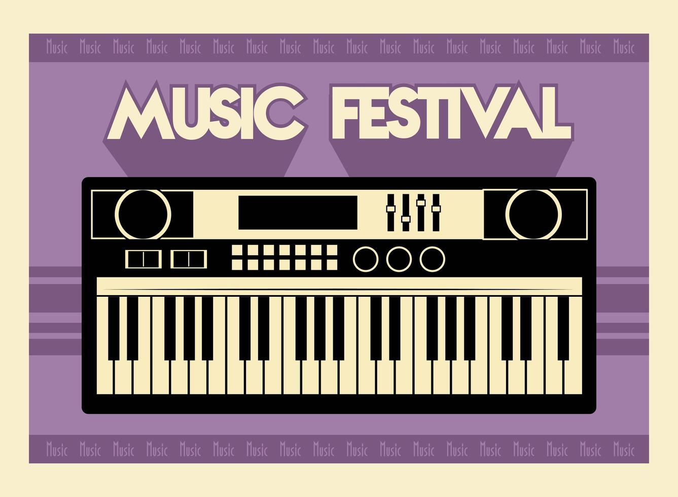 cartel de letras del festival de música con piano vector