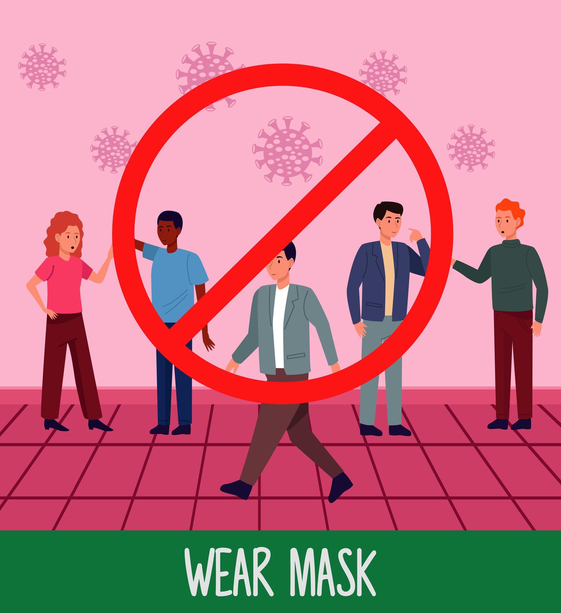 wear mask covid19 prevention campaign with persons dont use masks 2528512 Vector Art at Vecteezy