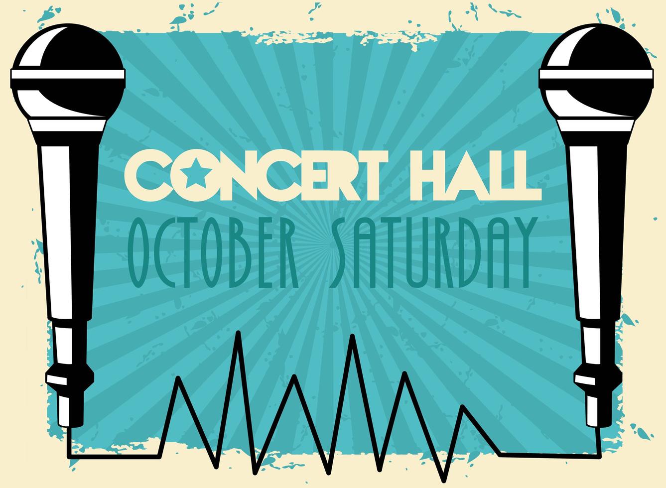 live concert hall lettering poster with microphones vector