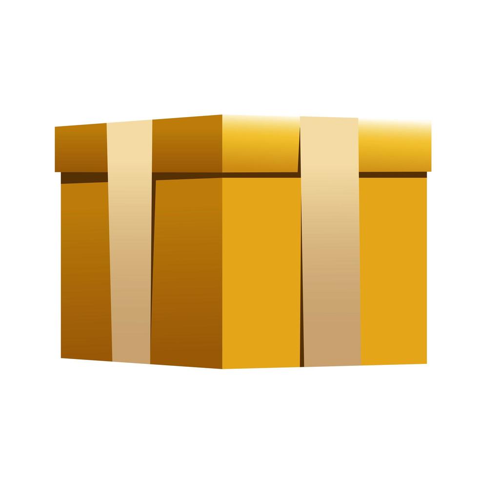 happy new year golden gift box celebration icon vector