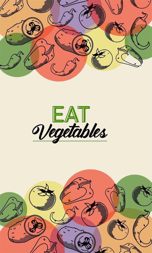 comer verduras cartel de letras con vector