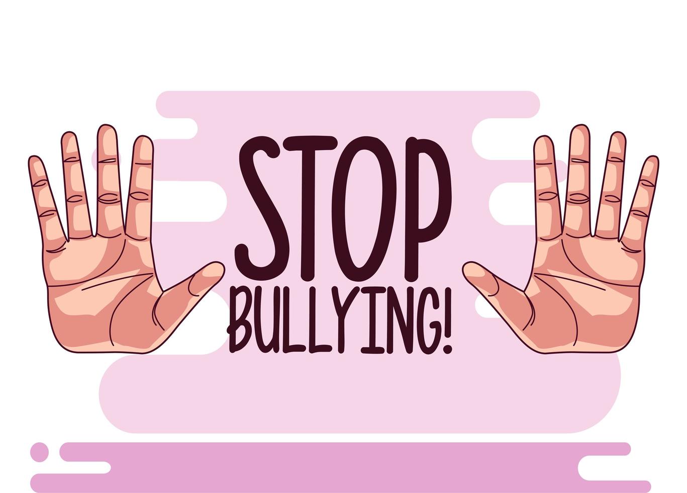 stop bullying lettering and hands stoping vector