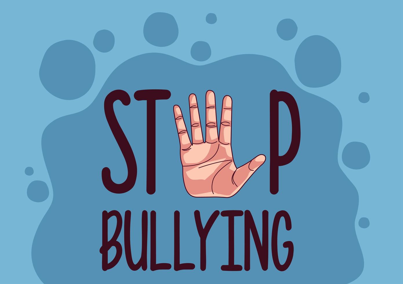 stop bullying lettering and hand stoping vector